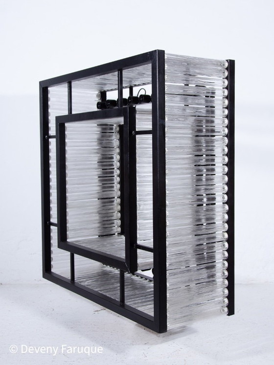 Image 1 of Grande lampadario a tubo di vetro , 1980