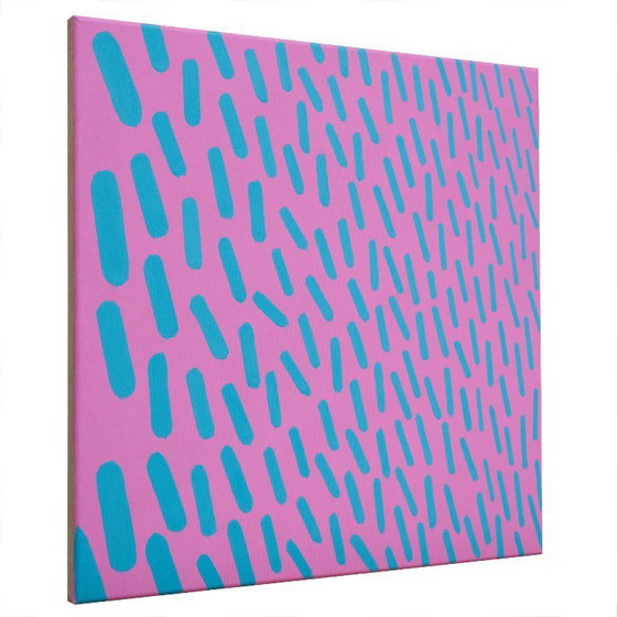 Image 1 of Dipinto originale Rosa-Turchese Complementare 007A, pezzo unico, 50x50cm su tela