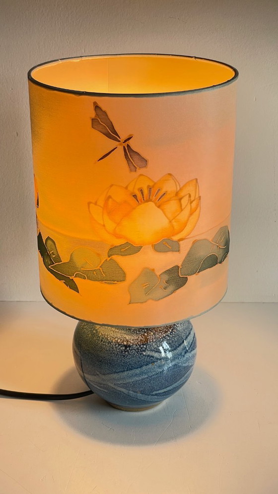 Image 1 of Vintage Ceramic and Silk Lamp