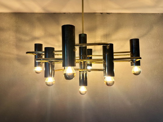 Vintage Sciolari for Boulanger pendant lamp – Chrome, Brass (photo 9 of 14)