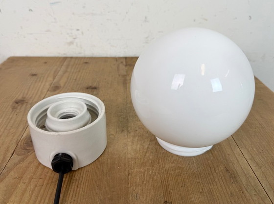 Image 1 of Vintage White Porcelain Wall Light with Milk Glass, 1960s