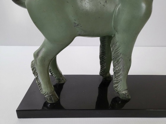 Image 1 of HET LAM EN DE VOGEL 1930 ART DECO METAAL & MARMER JAREN 30 BRONZEN DIER 1930