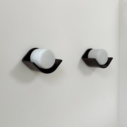 Coppia di applique vintage, Europhane, ABS e vetro opalino, Francia, 1980