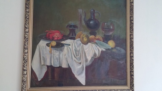 Image 1 of Groot klassiek stilleven, olieverfschilderij, 1999 – Ingelijst origineel kunstwerk