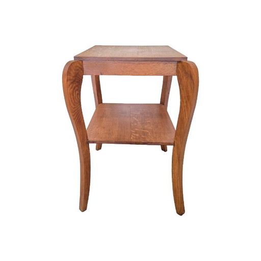 French Art Deco oak side table, 1930s