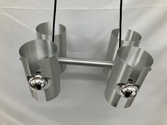 Image 1 of Suspension vintage Space Age, Polam, aluminium brossé