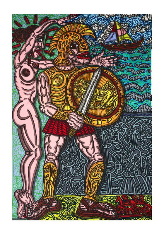 Image 1 of Portrait d'Achille - Robert Combas 1988 - Poster 70 x 100 cm