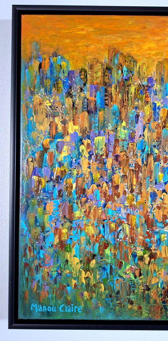 Manou Claire - Date Night in the City, Schilderijen & Tekeningen, Hout, Canvas, Bruin (foto 5 van 7)
