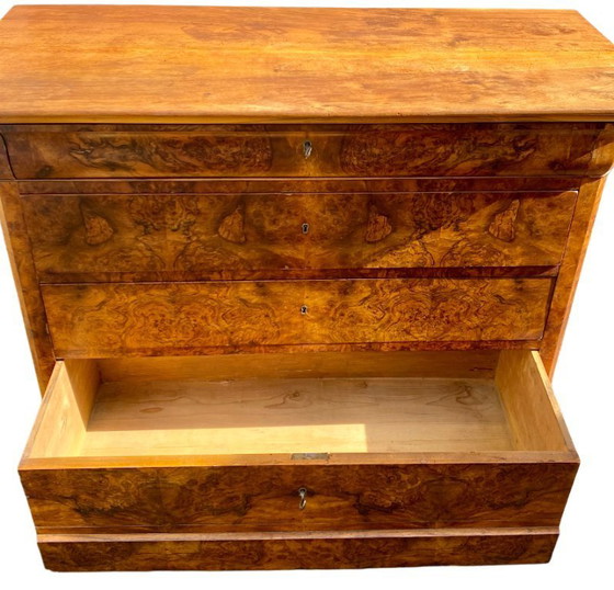Image 1 of Louis Philippe 19th Century Walnut Burl Chest of Drawers