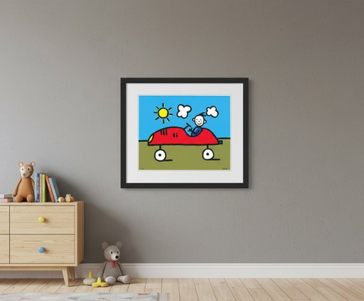 Basdera, Franz - L'auto rossa - Giclée su Hahnemühle - firmata a mano