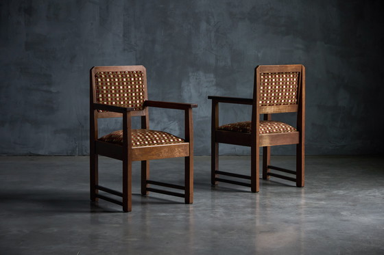 Image 1 of Set di 6 poltrone vintage della scuola di Amsterdam, Paesi Bassi 1940