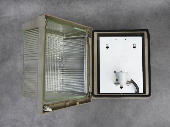 Vintage Industrial Holophane Wall Light, c.1950s France - 3 available, Glass, Metal, Taupe (photo 10 of 13)