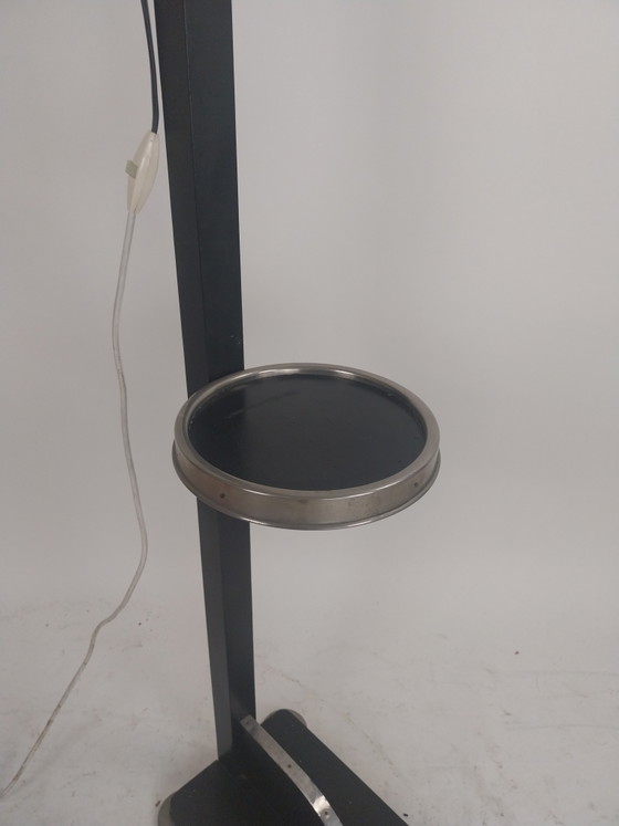 1 x Halabala style Art Deco Floor light with tray 1930s, Metal, Textile, Black (photo 3 of 9)