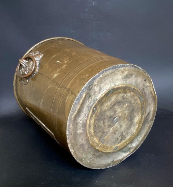 Image 1 of Antiker französischer Champagnerkühler „Champagne Avize Giesler“ – Messing-Eiskübel, Art-déco-Zeit