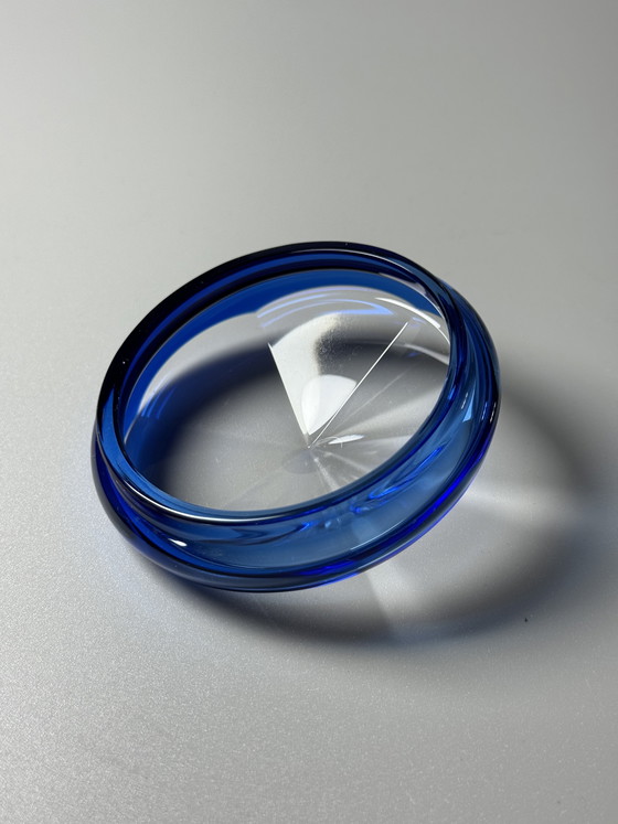 Image 1 of Bombonera de cristal “Eliane” de Val Saint Lambert, Art Déco, años 30, cristal superpuesto en azul, Charles Graffart