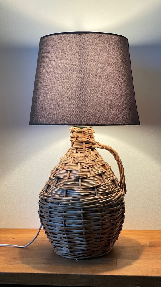 Lampada VINTAGE Dame Jeanne in Rattan – Lampade da tavolo, Tela (photo 16 of 17)