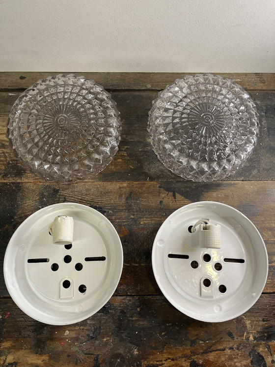 Image 1 of Vintage Set of 2 Crystal Ceiling Lamps