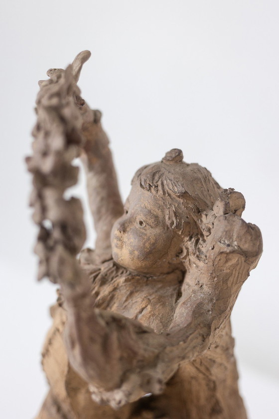 Rococo style terracotta sculpture, Children and Flowers. Circa 1850. – Ceramic (photo 6 of 11)