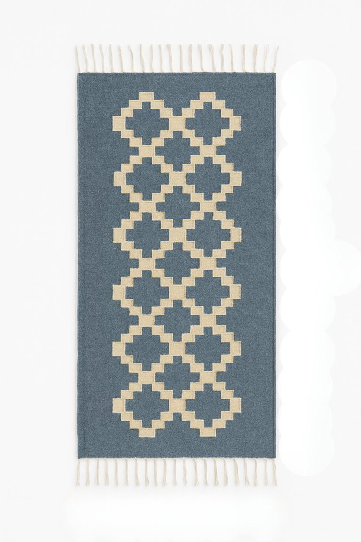 Senon Kilim Runner 70 × 140 cm – Handmade in Egypt – Grey Diamond, Flat-Weave