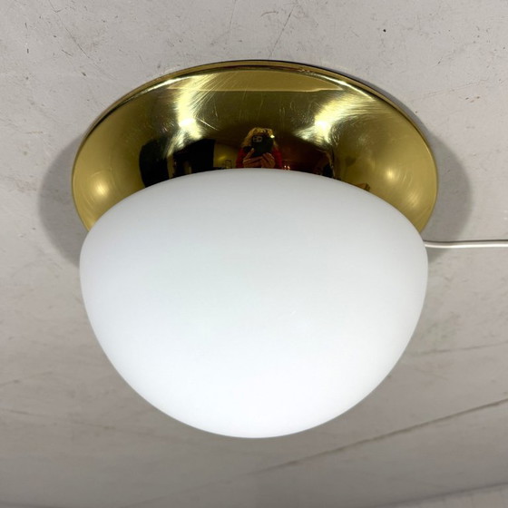 Image 1 of Glashütte Limburg ceiling lamp brass & satin glass