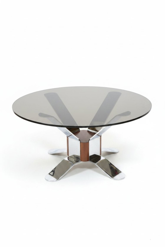 Image 1 of Round table in steel and wood