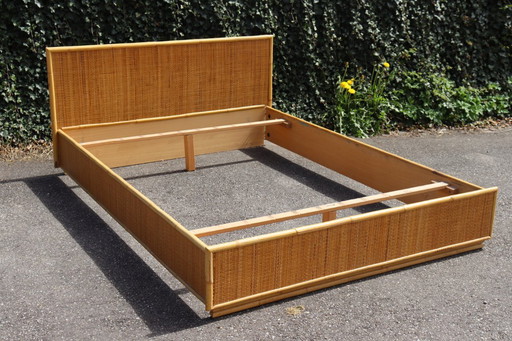 Double rattan bed signed Dal Vera Italy 1970