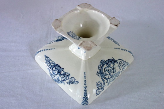 Image 1 of Large Renaissance-style ironstone compote dish from Clairefontaine, 19th century.