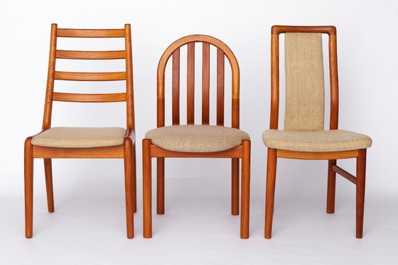 Image 1 of Set of 4 JK Møbler Teak Chairs – 1970s Danish Design, Vintage Dining Chairs, Original Upholstery, Mid-Century Modern