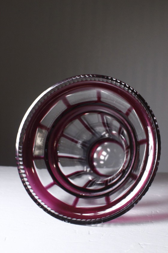 Image 1 of Antike, doppelwandige, violette Kristallvase im Baccarat-Stil, 20. Jahrhundert