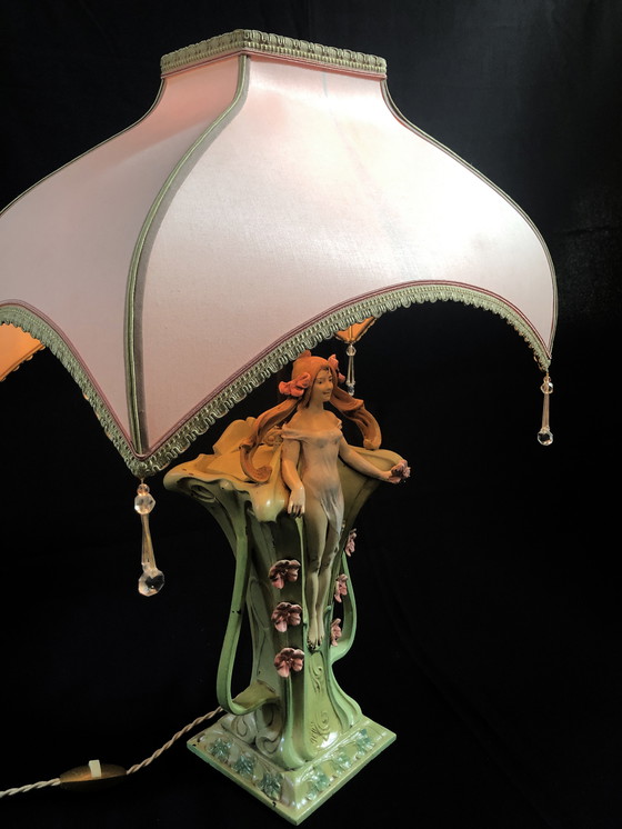 Image 1 of Large Vintage Table Lamp - Siren - Robert Pfeffer - Art Nouveau - 1920