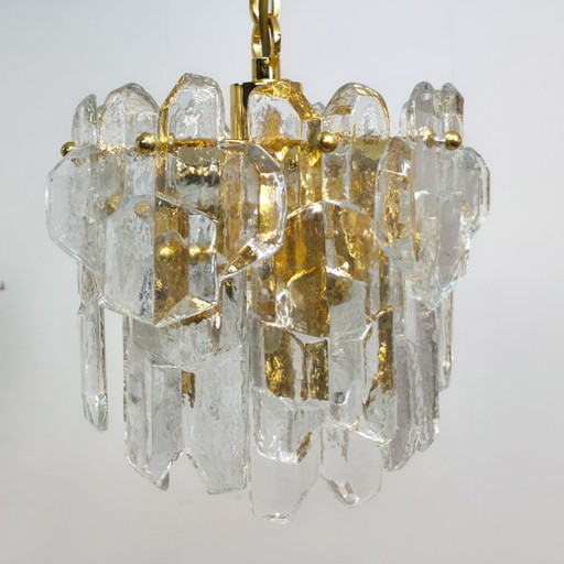 Kalmar Franken Palazzo Kronleuchter aus der Mitte des 20. Jahrhunderts, 70er Jahre, Eisglas