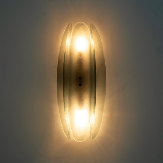 Image 1 of Pareja de apliques de cristal de Murano verde aguamarina de estilo Fontana Arte moderno de mediados de siglo