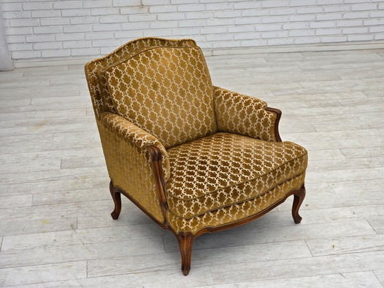 Image 1 of 1950s Danish Relax Chair, Furniture Velour, Carved Ash Wood