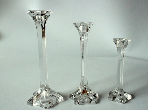 Set van 3 Nachtmann kandelaars van loodkristal - jaren 70