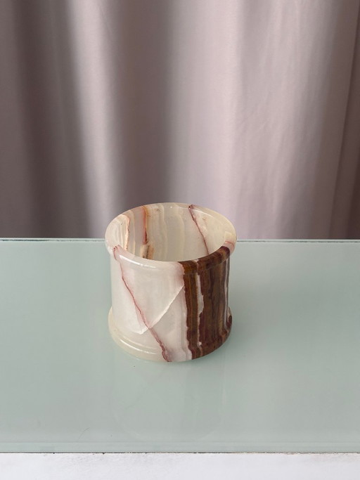 Vintage Onyx Cachepot / Pennenhouder – decoratieve objecten, Stone