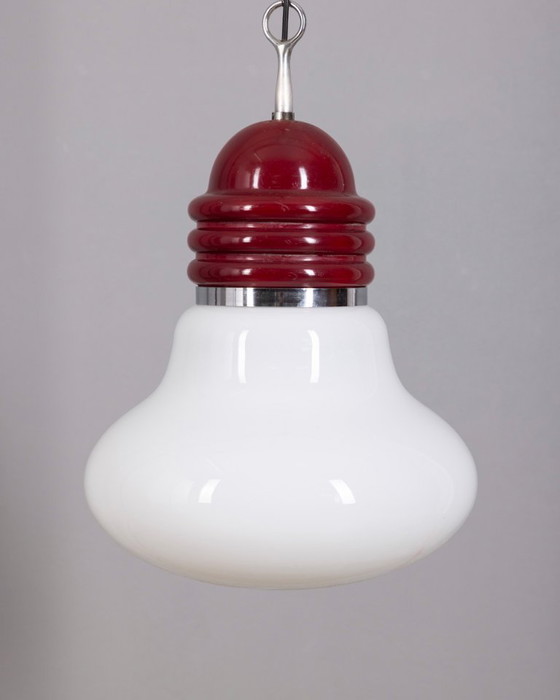 Image 1 of Vintage glazen en metalen Arianna hanglamp van Piero Brombin voor Artemide