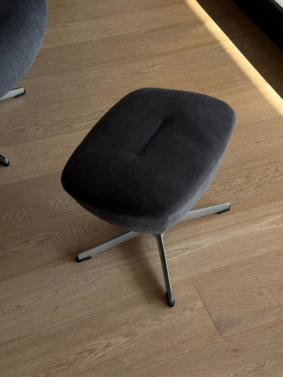 Image 1 of Draaibare design relaxfauteuil met voetensteun (blauwgrijs fluweel)