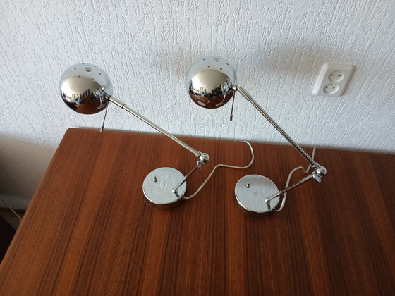 Image 1 of Eyeball Tafellampjes – Robert Sonneman Style - Vintage 