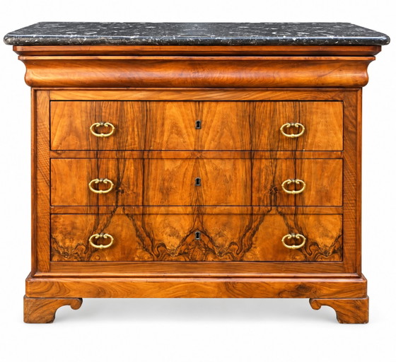 Louis-Philippe Stil Sekretär-Kommode 19. Jahrhundert Nussbaum- und Maserholzfurnier – Kommoden, Wood (photo 5 of 9)