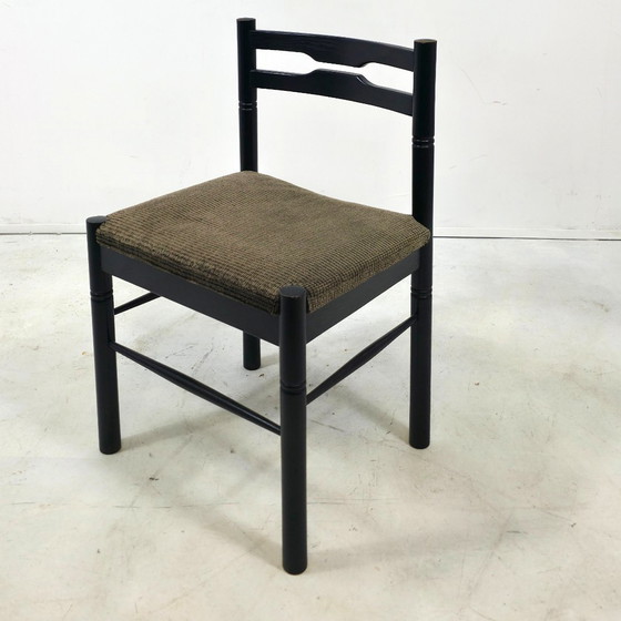 Image 1 of 6 sedie da pranzo de Coene in legno nero, vintage, Belgio anni '70