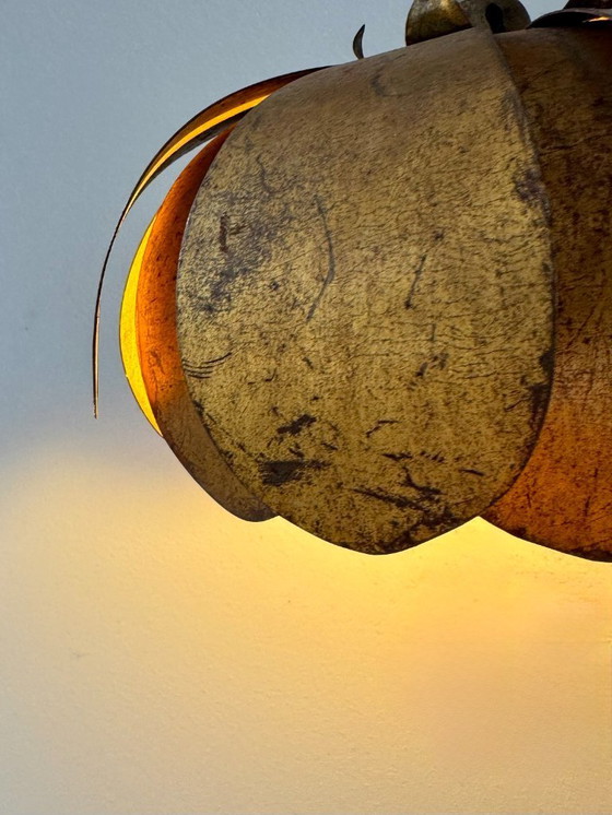 Image 1 of Vintage gold-tone metal pendant light, France, 1970