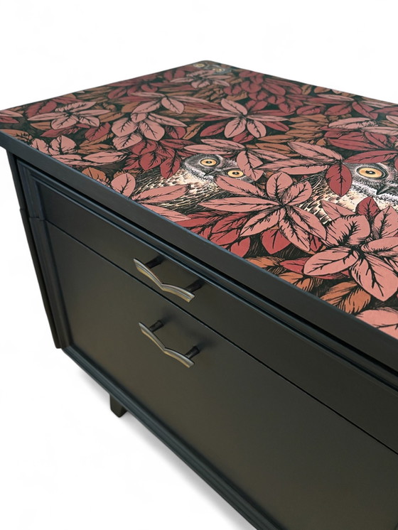 Image 1 of Vintage bedside tables with Fornasetti Foglie e Civette | The Vintage Vibe