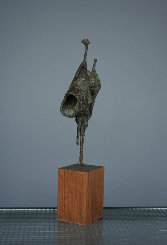 Image 1 of Jetty Homan, Scultura astratta, anni '70, Bronzo e teak