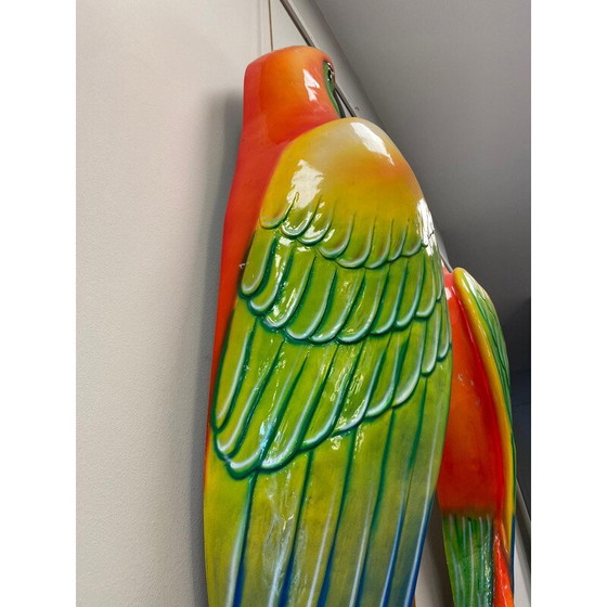 Image 1 of Pair of vintage parrots macaws in fiberglass and epoxy, Italy 1970s