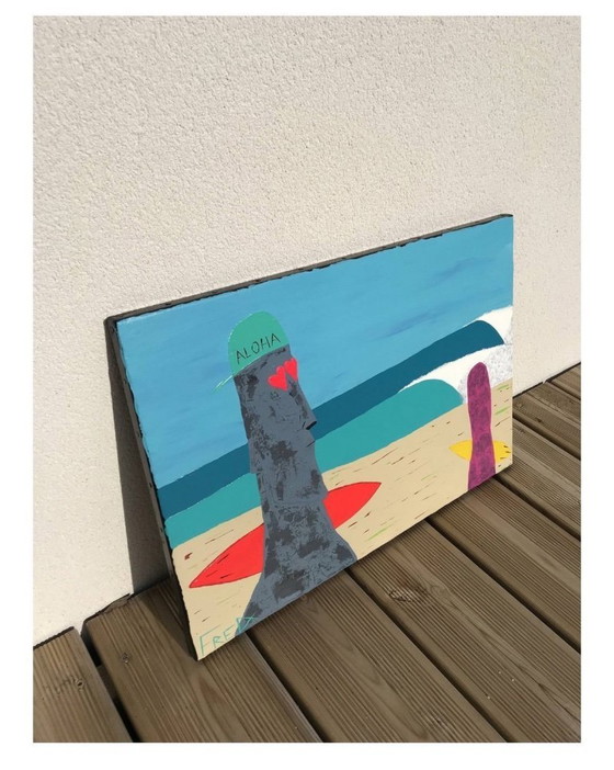 Image 1 of Acrylique sur papier châssis entoilé.  Format 55x38cm 