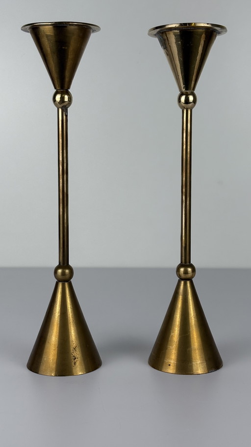 2 x Vintage-Kerzenhalter aus Messing von Christian de Beaumont