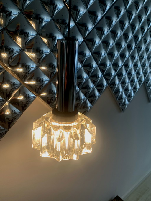Vintage Lampe mit geschliffenem Glas