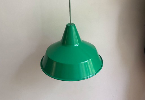 2x lampes vintage émaillées vertes avec cordon vert