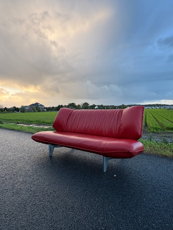 Divano 3 posti Leolux Tango | Pelle rossa | Jan Armgardt – Divani, polished steel (photo 4 of 11)