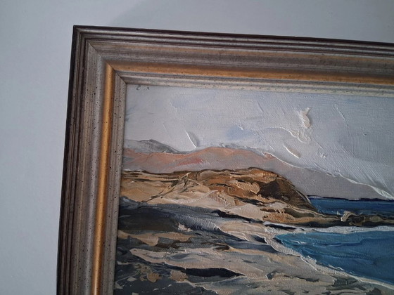 Image 1 of Dipinto ad olio ORIGINALE su cartone con cornice | Paesaggio costiero/Paesaggio marino | Firmato